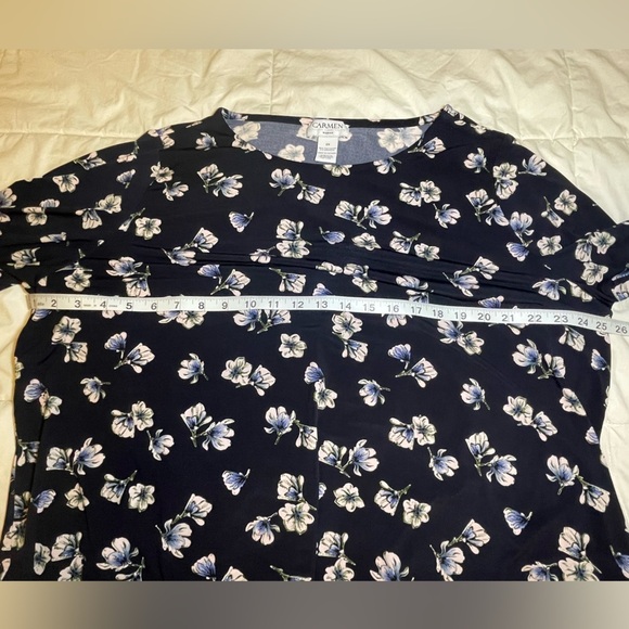 Floral Print Navy 3/4 Sleeve Top 2XL - Picture 6 of 8
